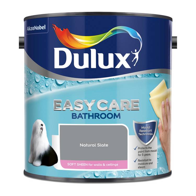 Dulux Easycare Bathroom Soft Sheen Paint Natural Slate 2.5L, imported from the UK
