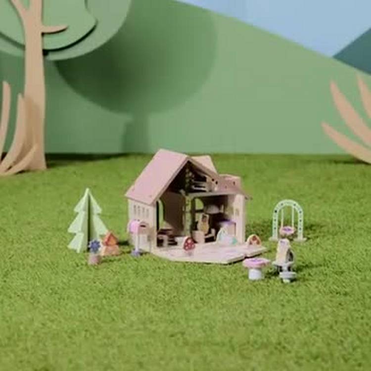 Chad Valley wooden fairy playhouse with furniture and fairies, UK version