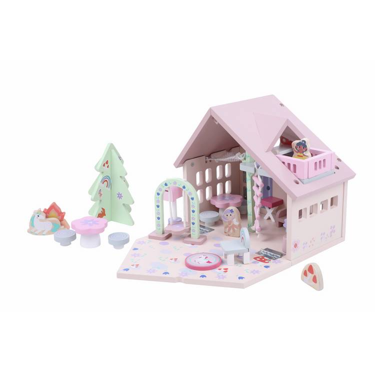 Chad Valley wooden fairy playhouse with furniture and fairies, UK version