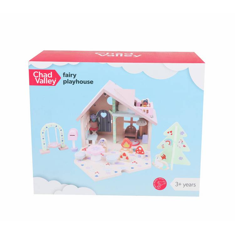 Chad Valley wooden fairy playhouse with furniture and fairies, UK version