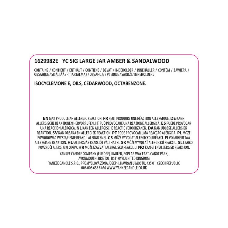 Yankee Signature Amber Sandalwood large scented candle (British brand)