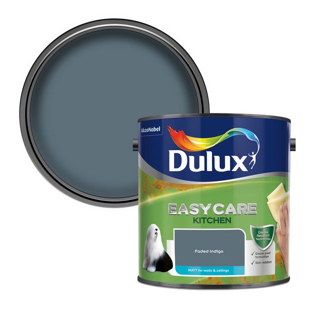 Dulux Easycare Kitchen paint Faded Indigo 2.5L, imported from the UK