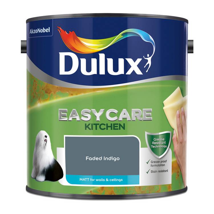 Dulux Easycare Kitchen paint Faded Indigo 2.5L, imported from the UK
