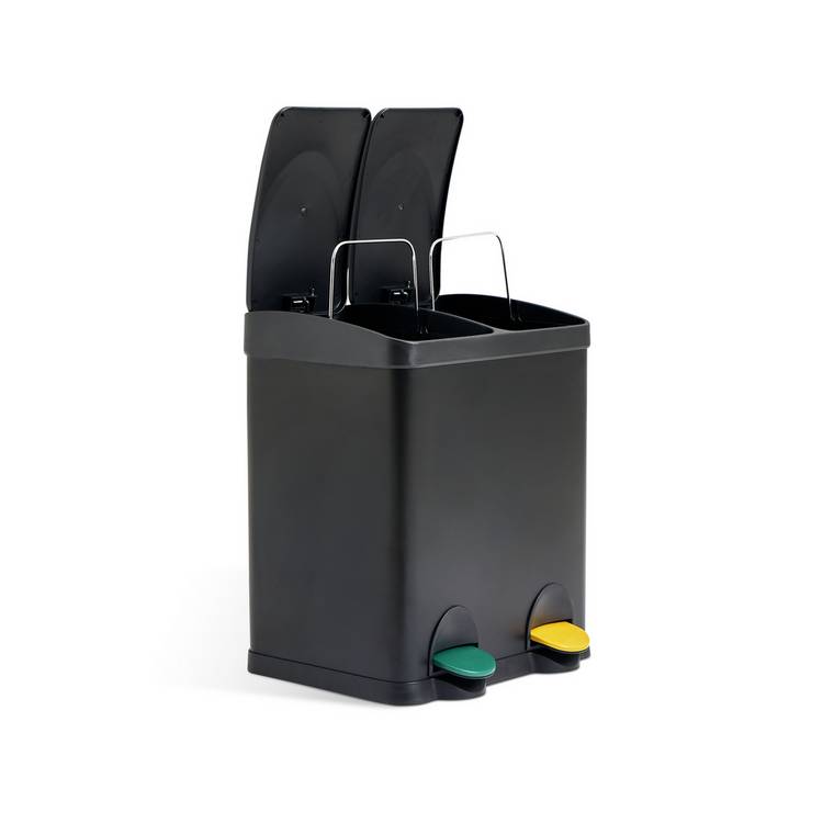 Habitat 30L twin recycling bin black, UK version