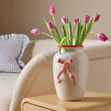 Argos Argos Home Ceramic White & Red Bow Vase - 15cm- Buy online at McGrocer