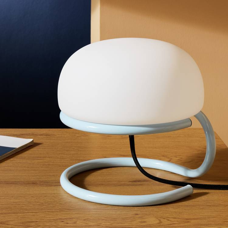Habitat Blake opal glass table lamp blue, UK version