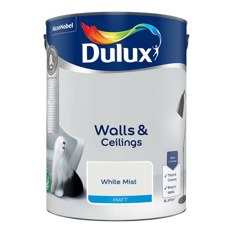 Dulux White Mist matt emulsion paint 5L - British product