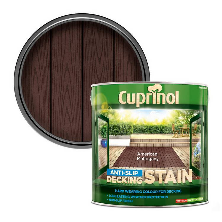 Cuprinol anti-slip deck stain American Mahogany 2.5L, imported from the UK
