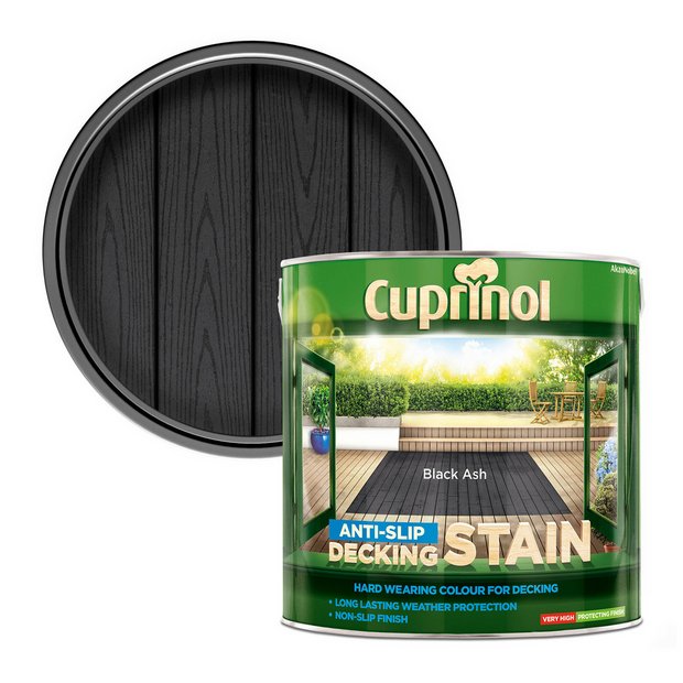 Cuprinol anti slip deckstain black ash 2.5L, imported from the UK