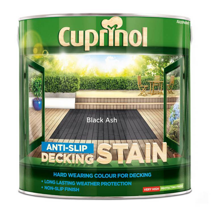 Cuprinol anti slip deckstain black ash 2.5L, imported from the UK