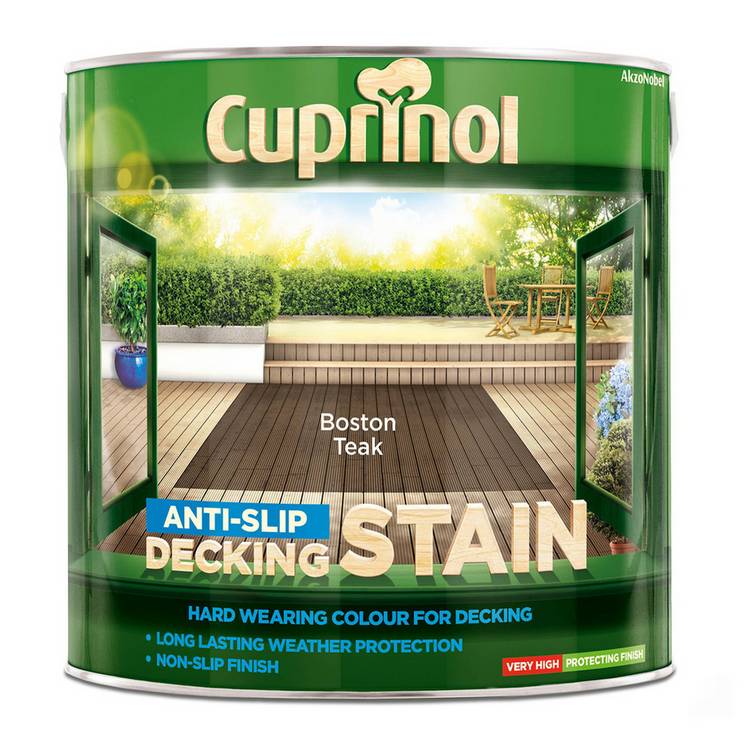 Cuprinol anti-slip deck stain Boston Teak 2.5L, imported from the UK
