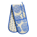 Habitat double oven gloves cream blue leaf pattern, UK version