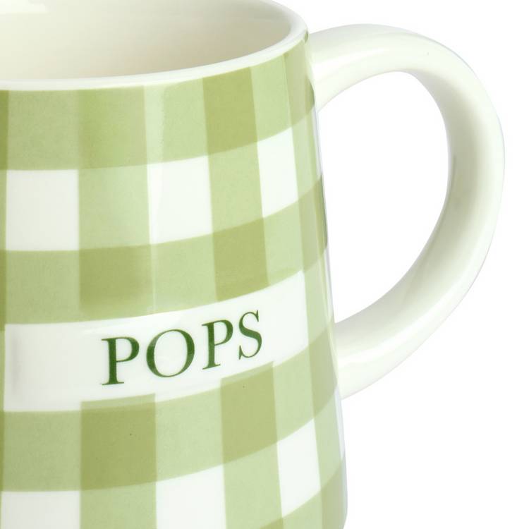 Argos Home dark green gingham Pops decal ceramic mug (British brand)