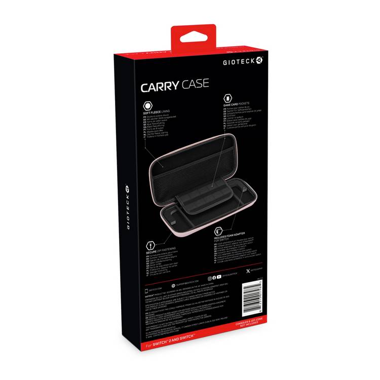 Gioteck pink travel carry case for Nintendo Switch 2 - British product
