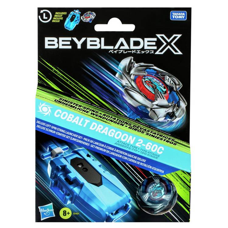 Beyblade Cobalt Dragoon left-spin string launcher set 20cm (British brand)