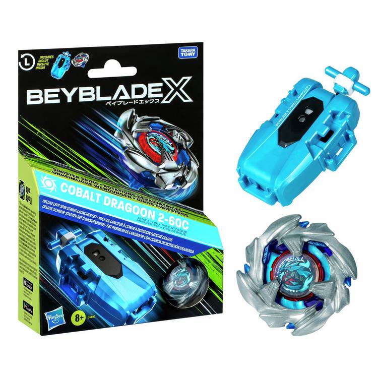 Beyblade Cobalt Dragoon left-spin string launcher set 20cm (British brand)