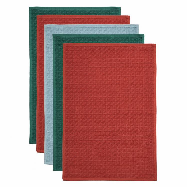 Habitat terry tea towels pack of 5 geometric design - imported from the UK