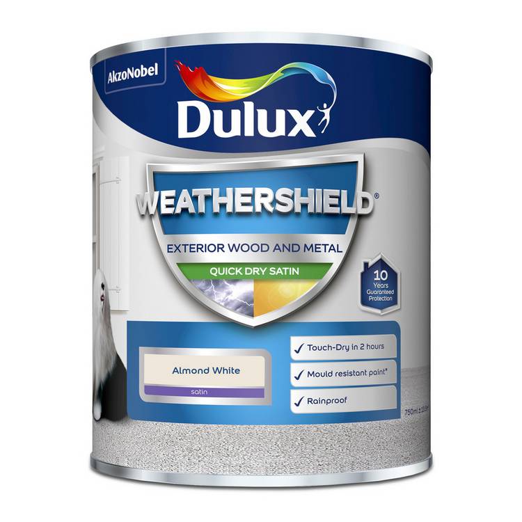 Dulux exterior satin paint Almond White 750ml, imported from the UK