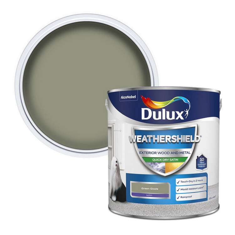 Dulux Weathershield satin paint Green Glade 2.5L, imported from the UK