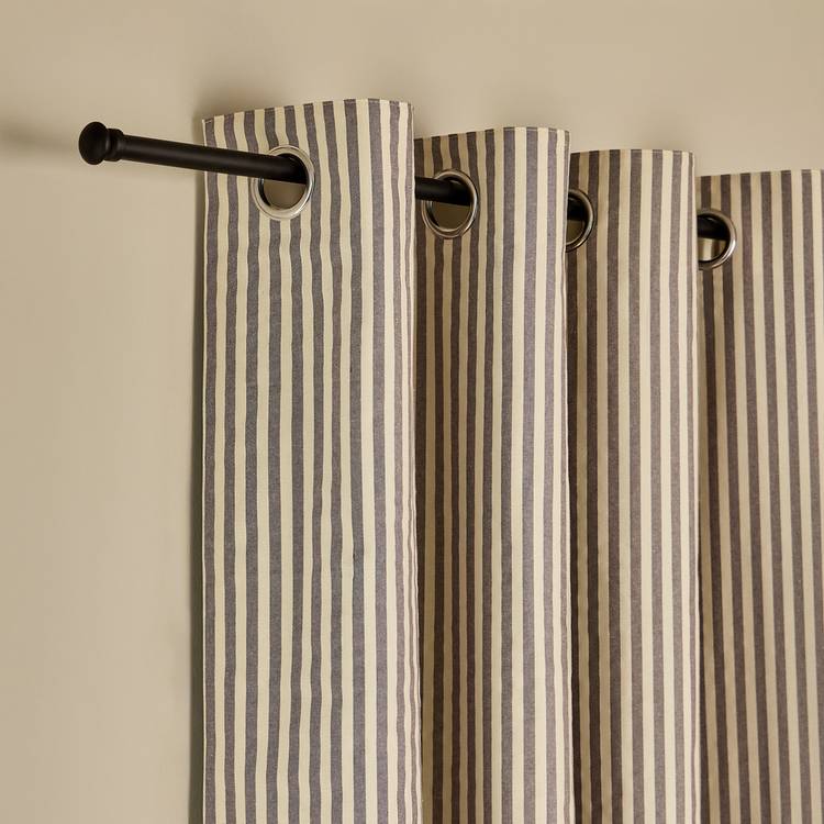 Habitat blackout eyelet curtains charcoal stripe 117x137cm, imported from the UK