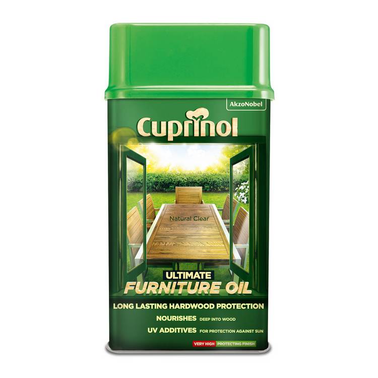 Cuprinol Furniture Oil Natural Clear 1L for outdoor hardwood - British product