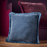 Habitat fringed chenille cushion storm blue 43x43cm (British brand)