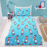 Dr Seuss Cat in Hat light blue kids bedding set, UK version