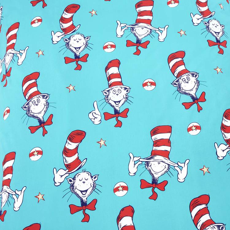 Dr Seuss Cat in Hat light blue kids bedding set, UK version