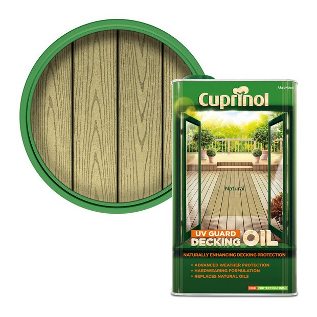Cuprinol UV Guard Decking Oil Natural 5L, imported from the UK