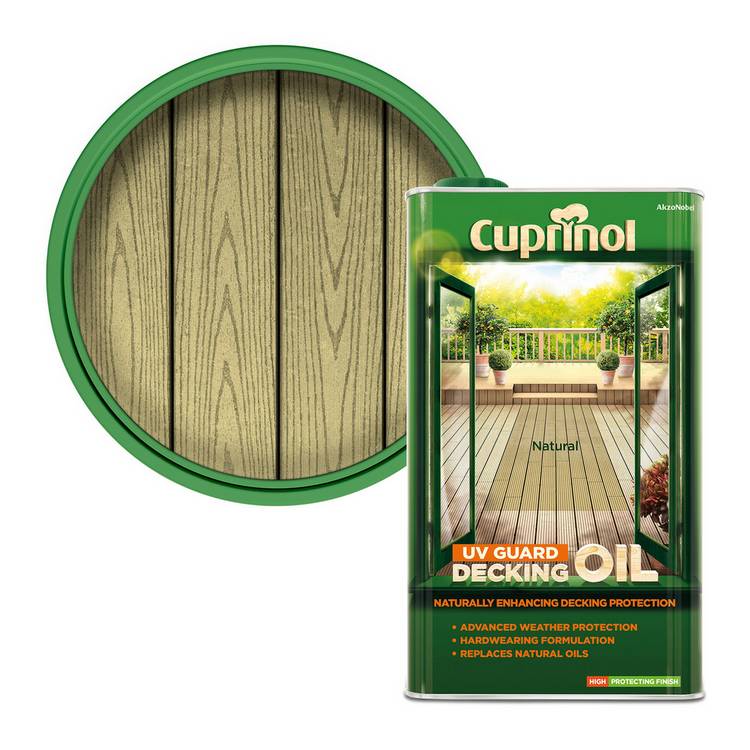 Cuprinol UV Guard Decking Oil Natural 5L, imported from the UK