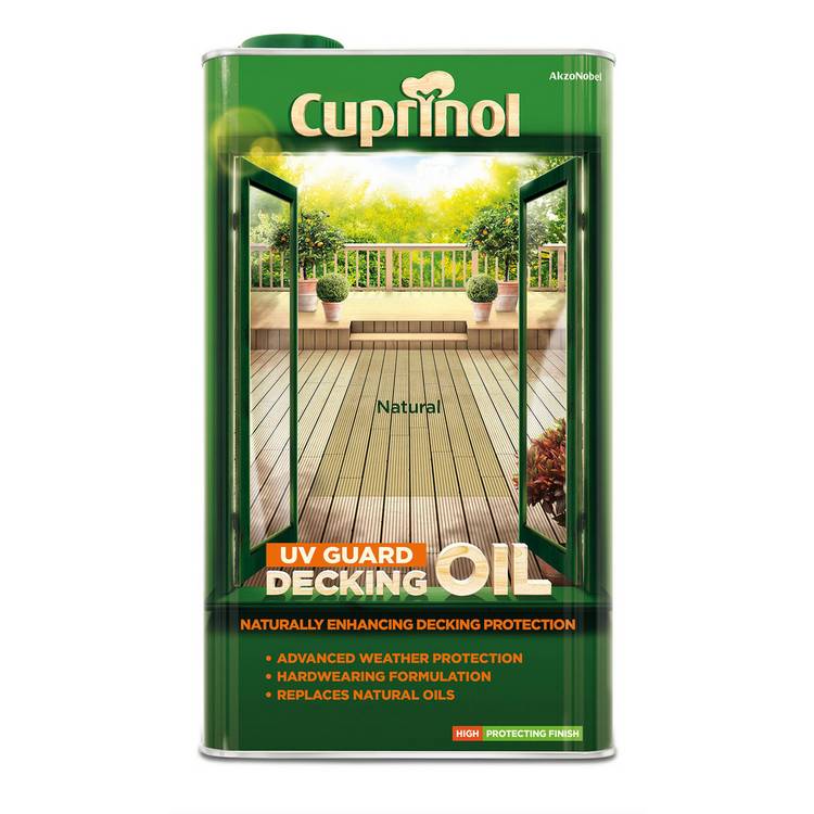 Cuprinol UV Guard Decking Oil Natural 5L, imported from the UK