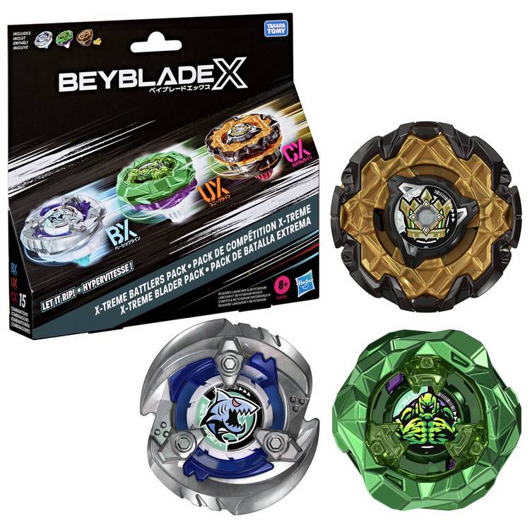 Beyblade X-treme Battlers pack of 3 spinning tops (British brand)