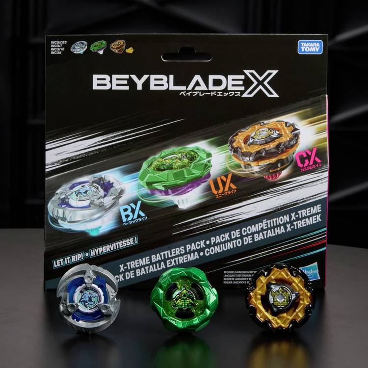Beyblade X-treme Battlers pack of 3 spinning tops (British brand)