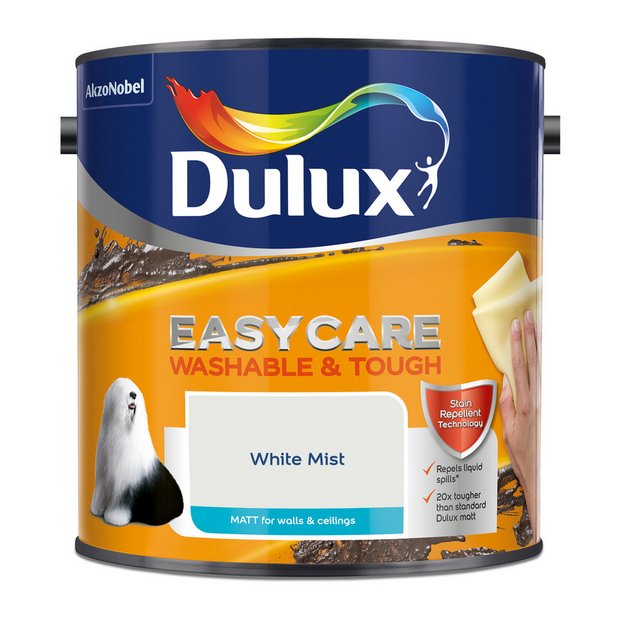 Dulux Easycare Washable & Tough Matt Paint White Mist 2.5L, imported from the UK
