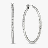 Revere silver diamond cut hoop earrings large - British product