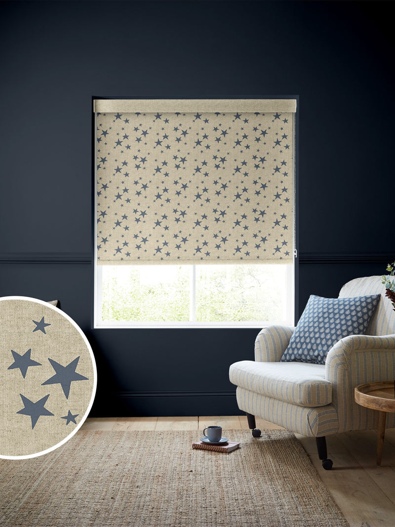 Emily Bond roller blind Indigo St Maws (British brand)