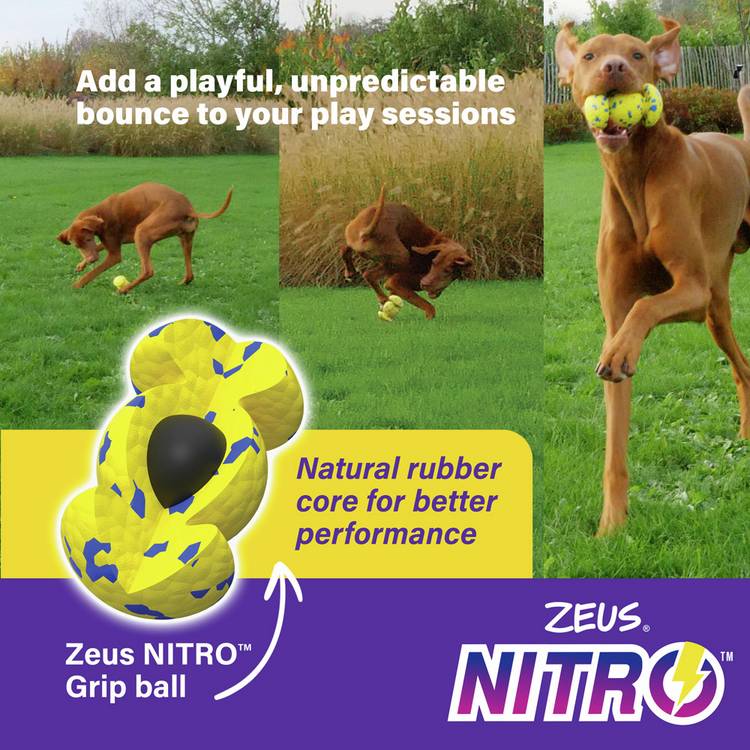 Zeus weighted grip ball dog toy - British product