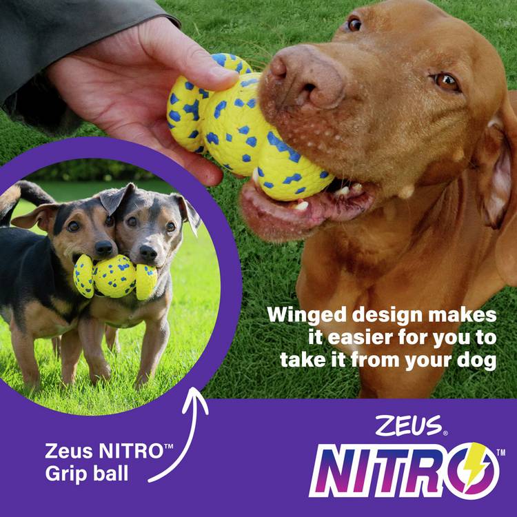 Zeus weighted grip ball dog toy - British product