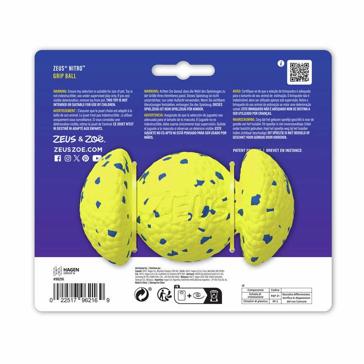 Zeus weighted grip ball dog toy - British product
