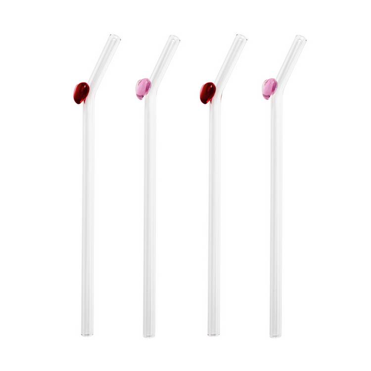 Argos Home glass straws pack of 4 with heart designs, UK version