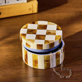 Argos Habitat Checkered Round Trinket Box - Brown & Cream- Buy online at McGrocer