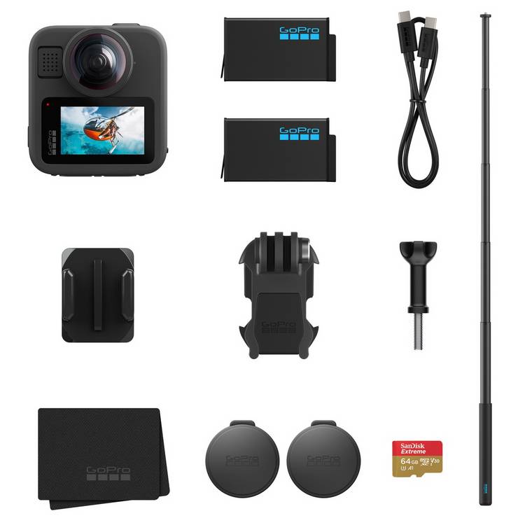 GoPro MAX2 action camera and accessory bundle, UK version