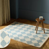 Argos Habitat Blue Diamond Tufted Cream Wool Rug 120x170cm- Buy online at McGrocer