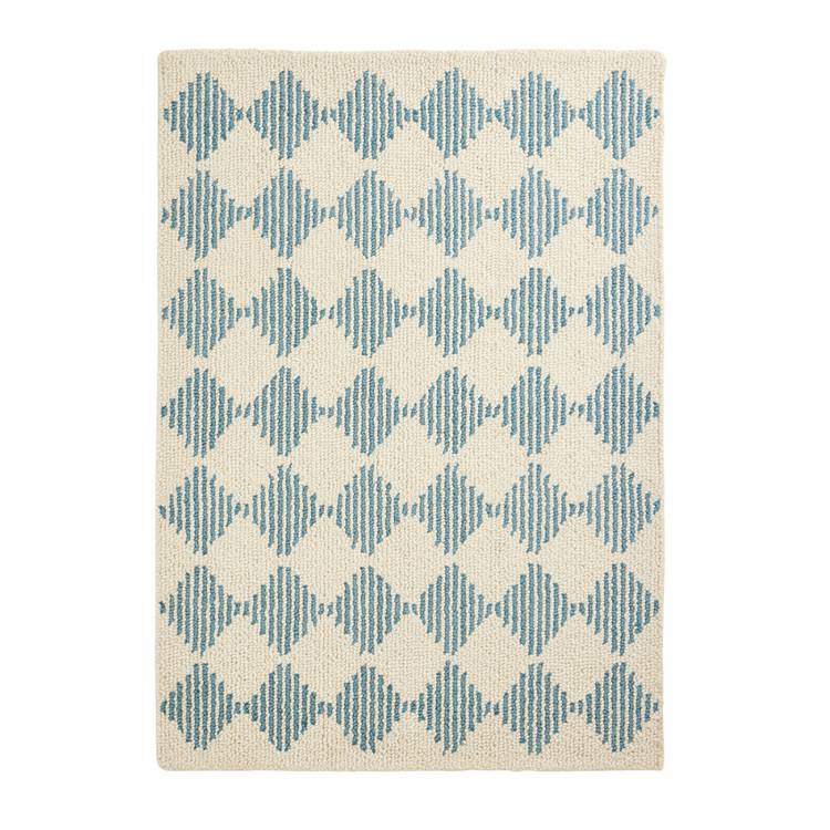 Habitat Blue Diamond tufted cream wool rug 120x170cm (British brand)