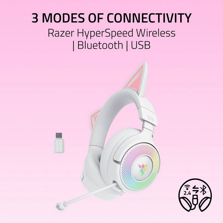 Razer Kraken Kitty V3 Pro white gaming headset, UK version