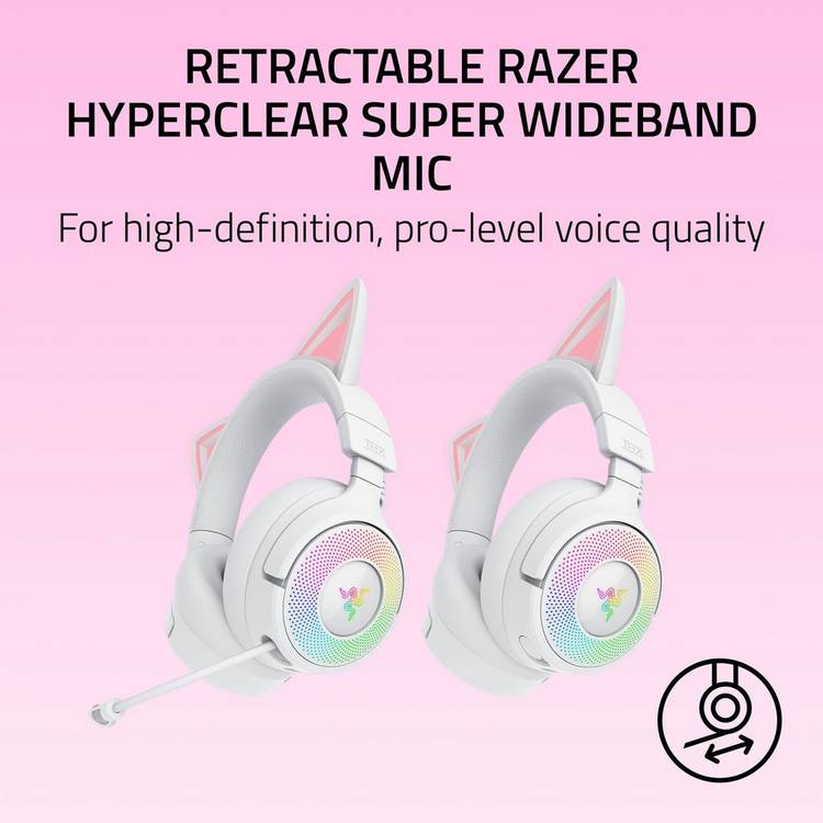 Razer Kraken Kitty V3 Pro white gaming headset, UK version