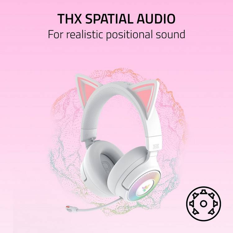 Razer Kraken Kitty V3 Pro white gaming headset, UK version