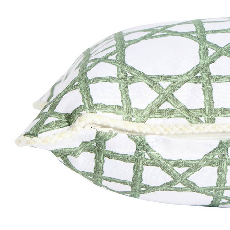 Habitat bamboo print cushion white green 60x30cm - British product