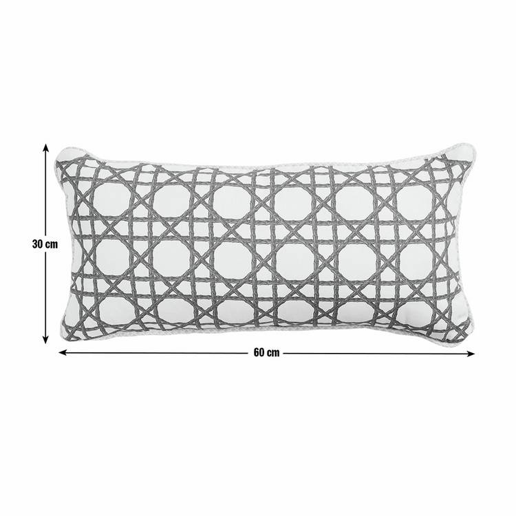 Habitat bamboo print cushion white green 60x30cm - British product