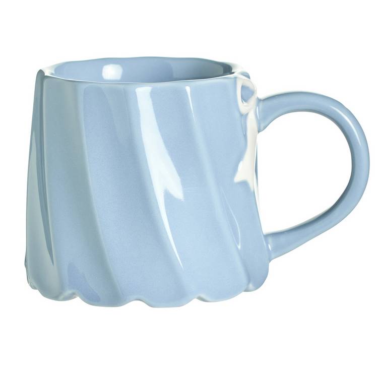 Argos Home scalloped white bow blue mug 180ml (British brand)